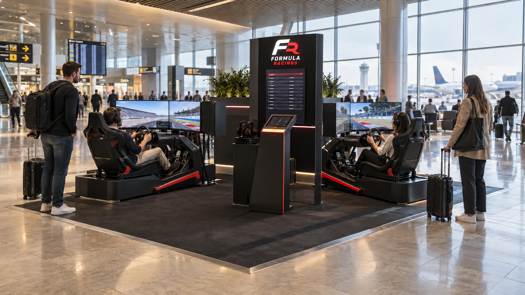 Visualización conceptual Experience Point de Formula Racings con rótulo integrado