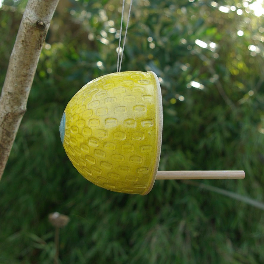 Coconut style bird feeder for small garden birds (Yellow &Turquoise)