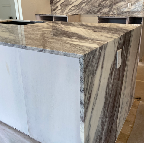 Marble Waterfall kitchen countertops