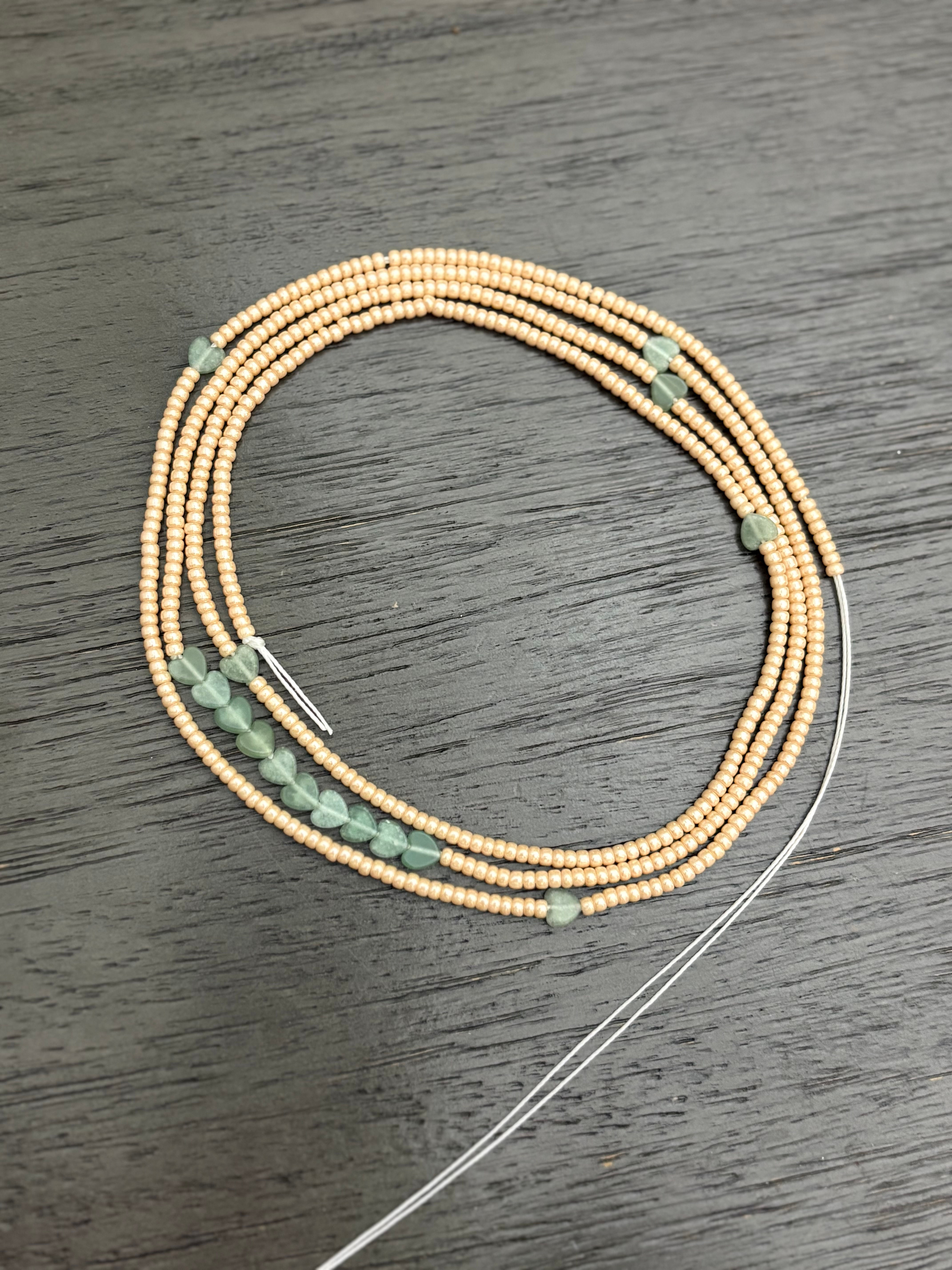 Soft sage dream tie on waist beads