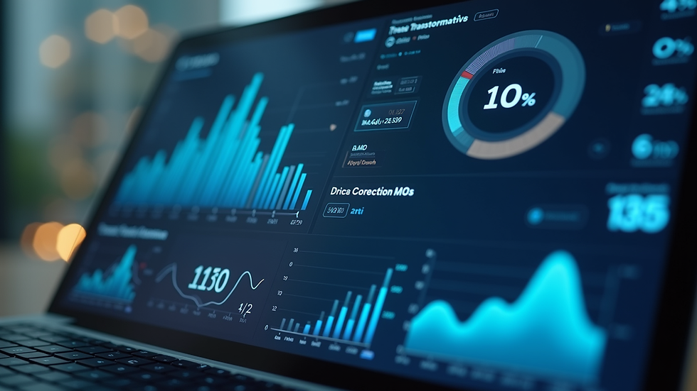 Close-up view of a digital dashboard showing transformation metrics