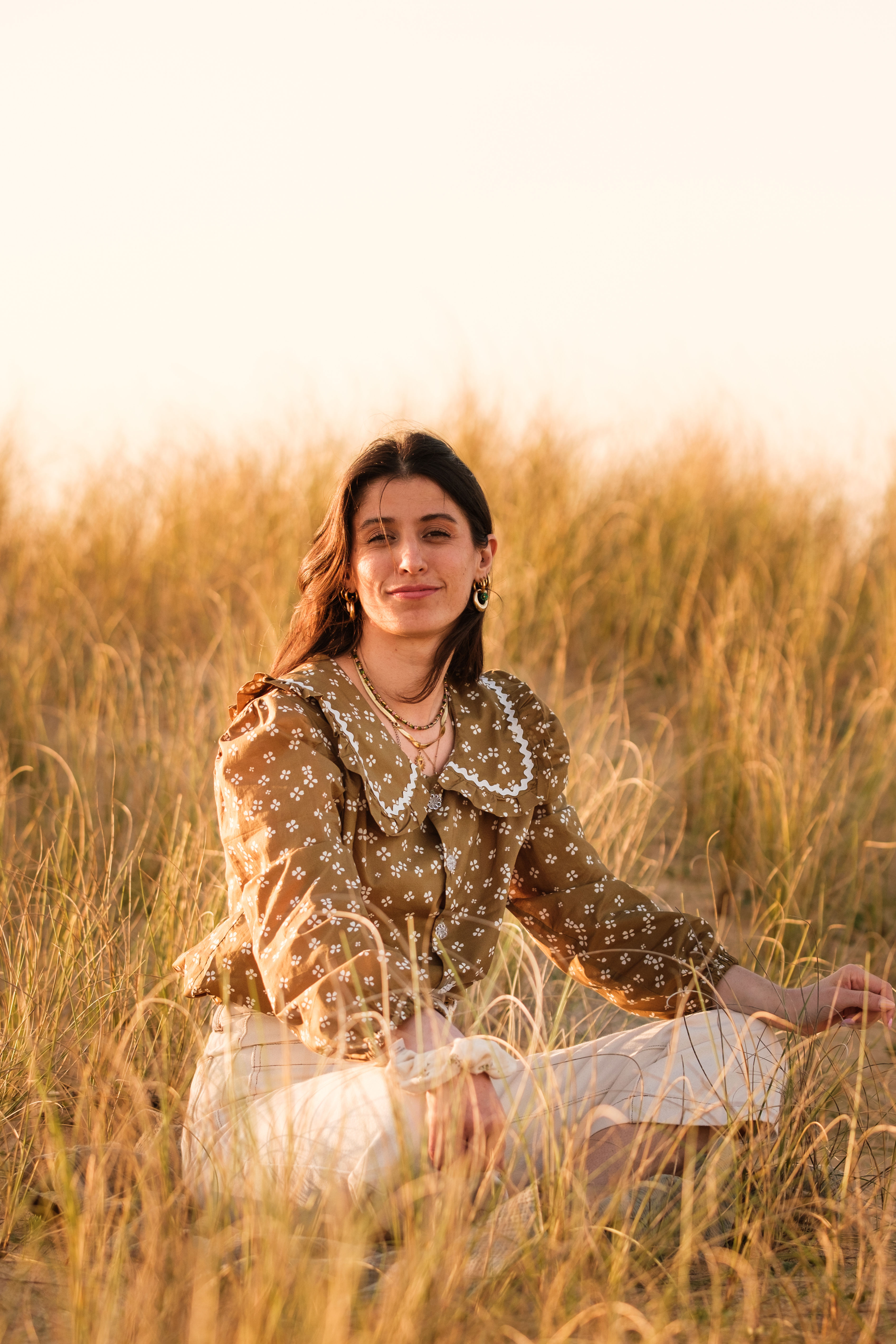 Chemise Pénélope kaki à fleurs