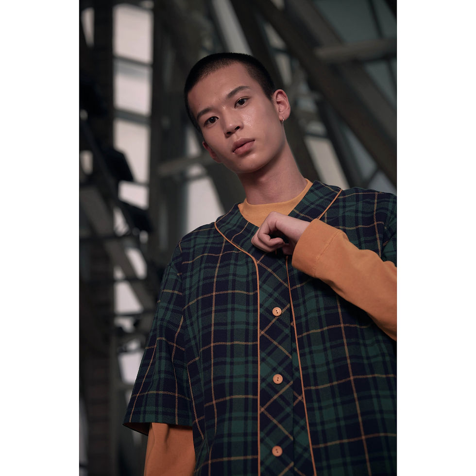 Thumbnail: 1℃ 绿色棒球格子T-shirt