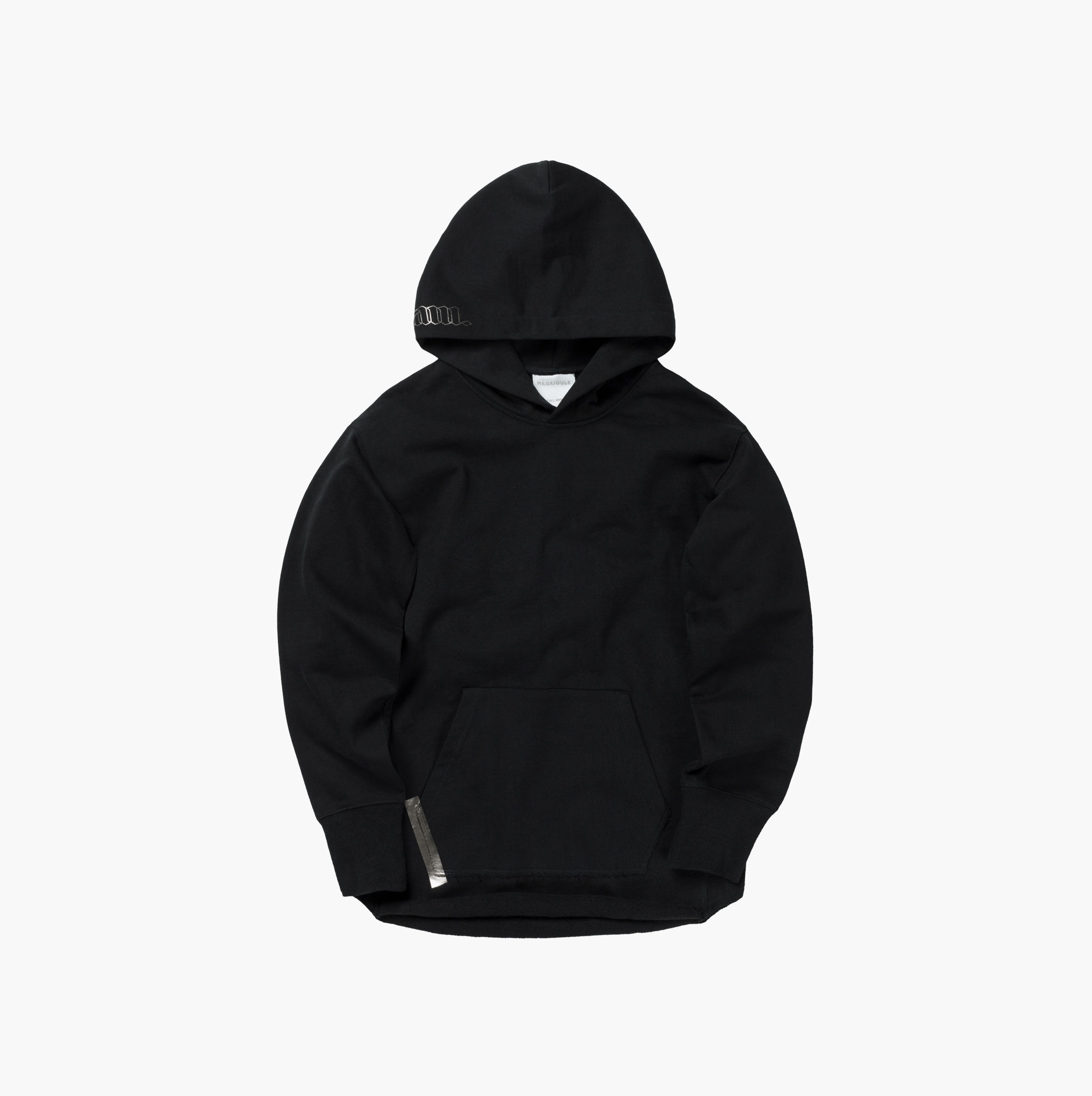 0℃ 黑色弧形底摆帽衫