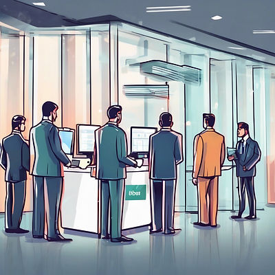 Executives in line to scan badge credentials at single security access point to enter meet