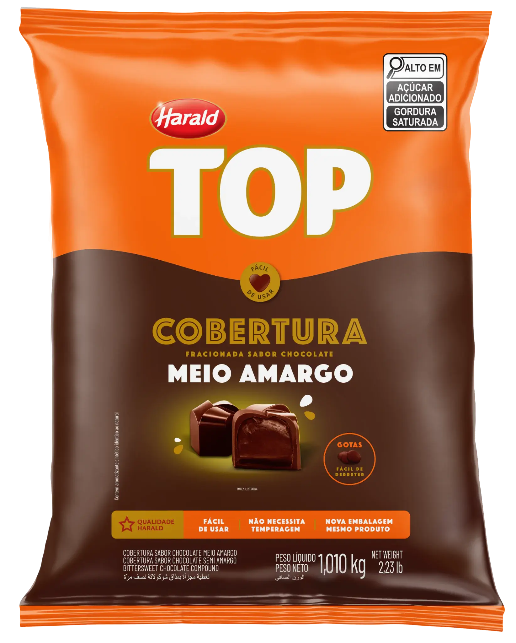 Cobertura TOP sabor Chocolate Meio Amargo em Gotas 1,01kg