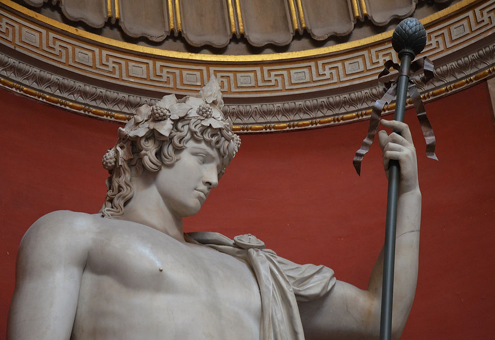 This statue, housed in the Vatican Museums, depicts Antinous as Dionysus-Osiris, crowned with ivy and holding the thyrsus staff topped with a pine cone ; an unmistakable symbol of spiritual awakening and fertility in the ancient mysteries. The pine cone, revered in Egyptian and Greco-Roman cults, represents the pineal gland or “third eye”, the gateway to forbidden knowledge and occult illumination.