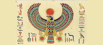 Horus, the falcon-headed elemental, bears the sun disc