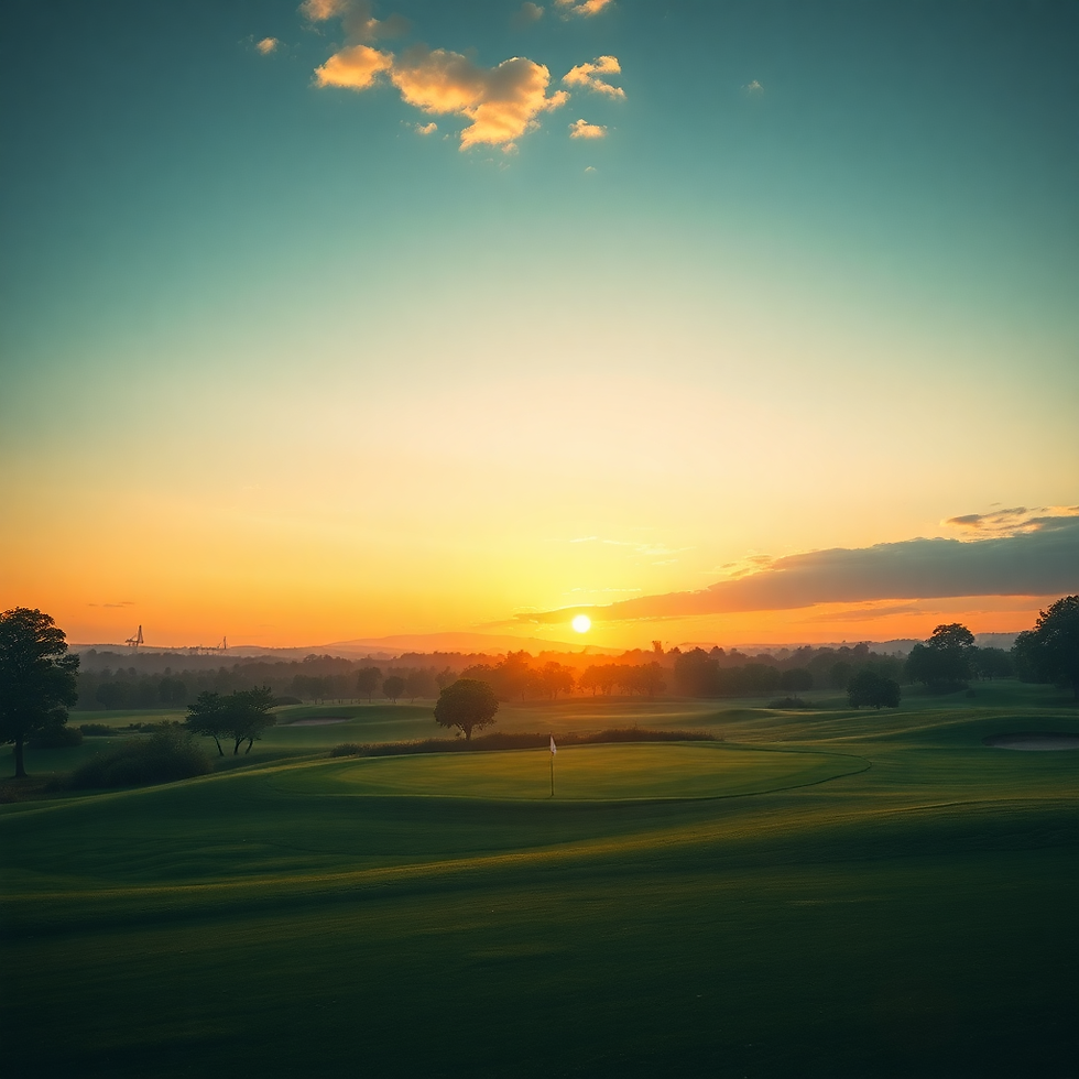 golf course landscape at sunset