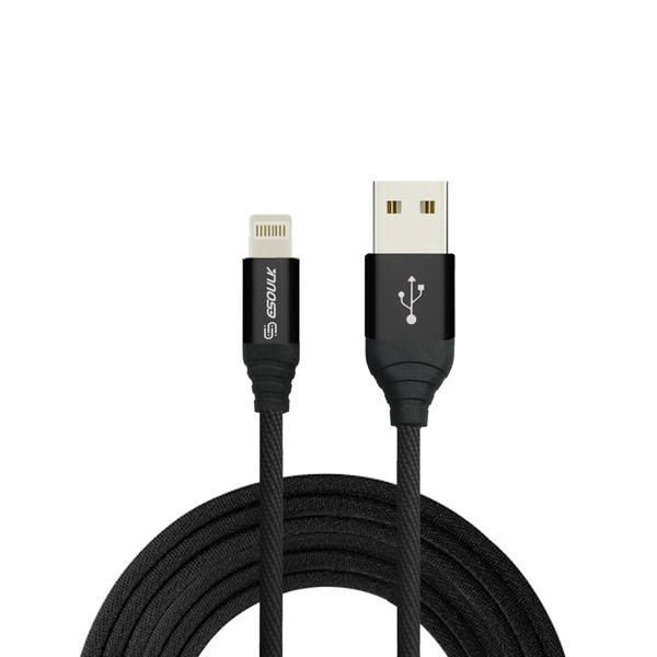 Thumbnail: Esoulk 2A Heavy Duty Braided USB Lightning Cable 2M (6.6f) Black