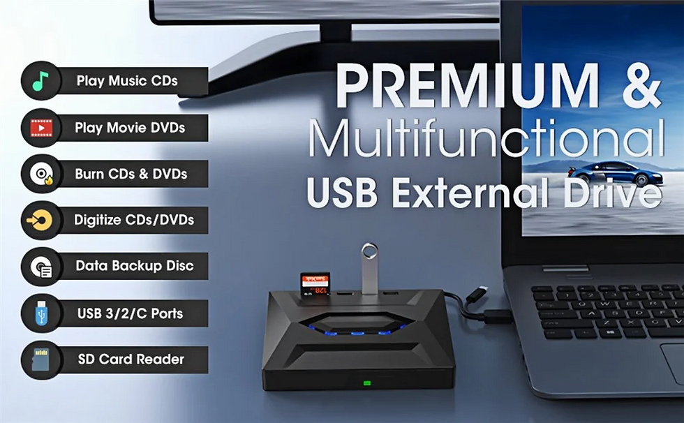 Thumbnail: External CD DVD Drive USB 3.0 Writer Burner Player for PC Laptop Windows 11 10