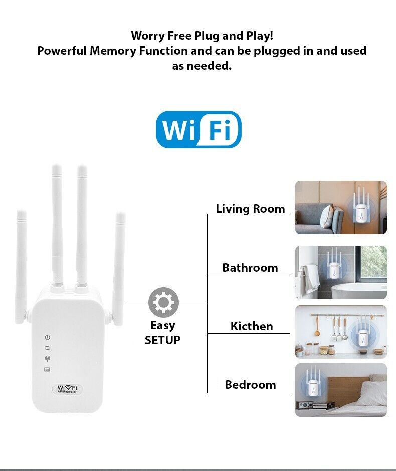 Thumbnail: WiFi Range Extender Internet Booster Network Router Wireless Signal Repeater
