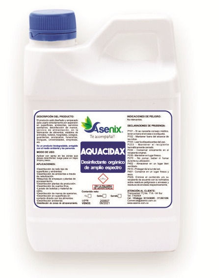 AGUA ELECTROLIZADA, ÁCIDO HIPOCLOROSO, DESINFECTANTE ORGÁNICO - AQUACIDAX