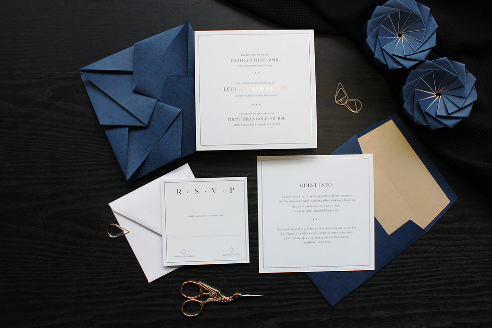 Navy Blue & Gold Origami Wedding Invite [1].JPG