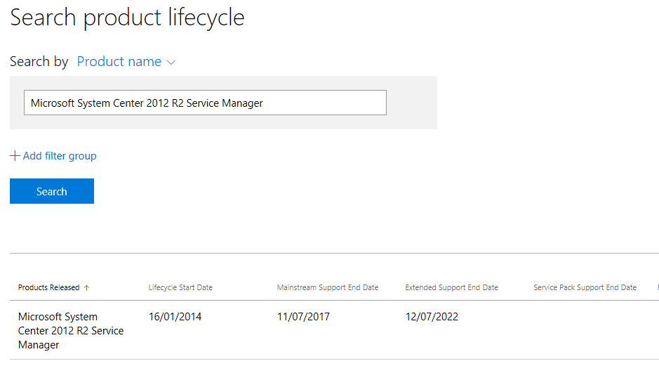 Mainstream Support for Service Manager 2012 ends today July 11, 2017