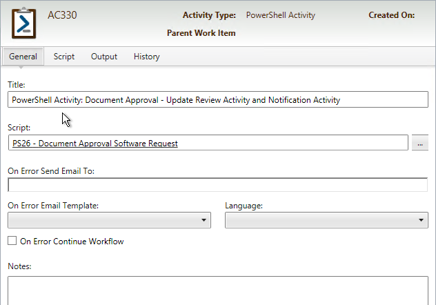SCSM PowerShell Activity Options