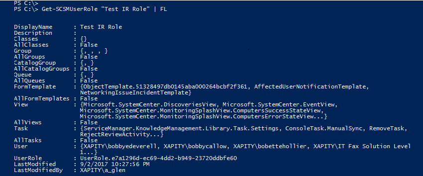 Powershell Get-SCSMUserRole