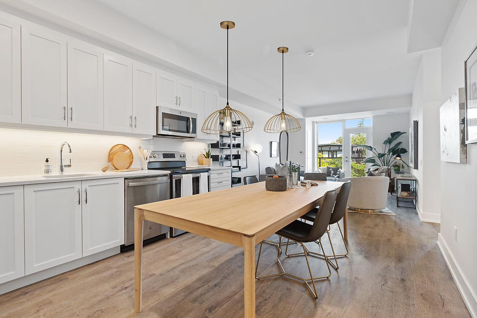 Modern kitchen with sleek gray countertops and white cabinets