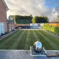 neatly striped residential lawn in stoke-on-trent