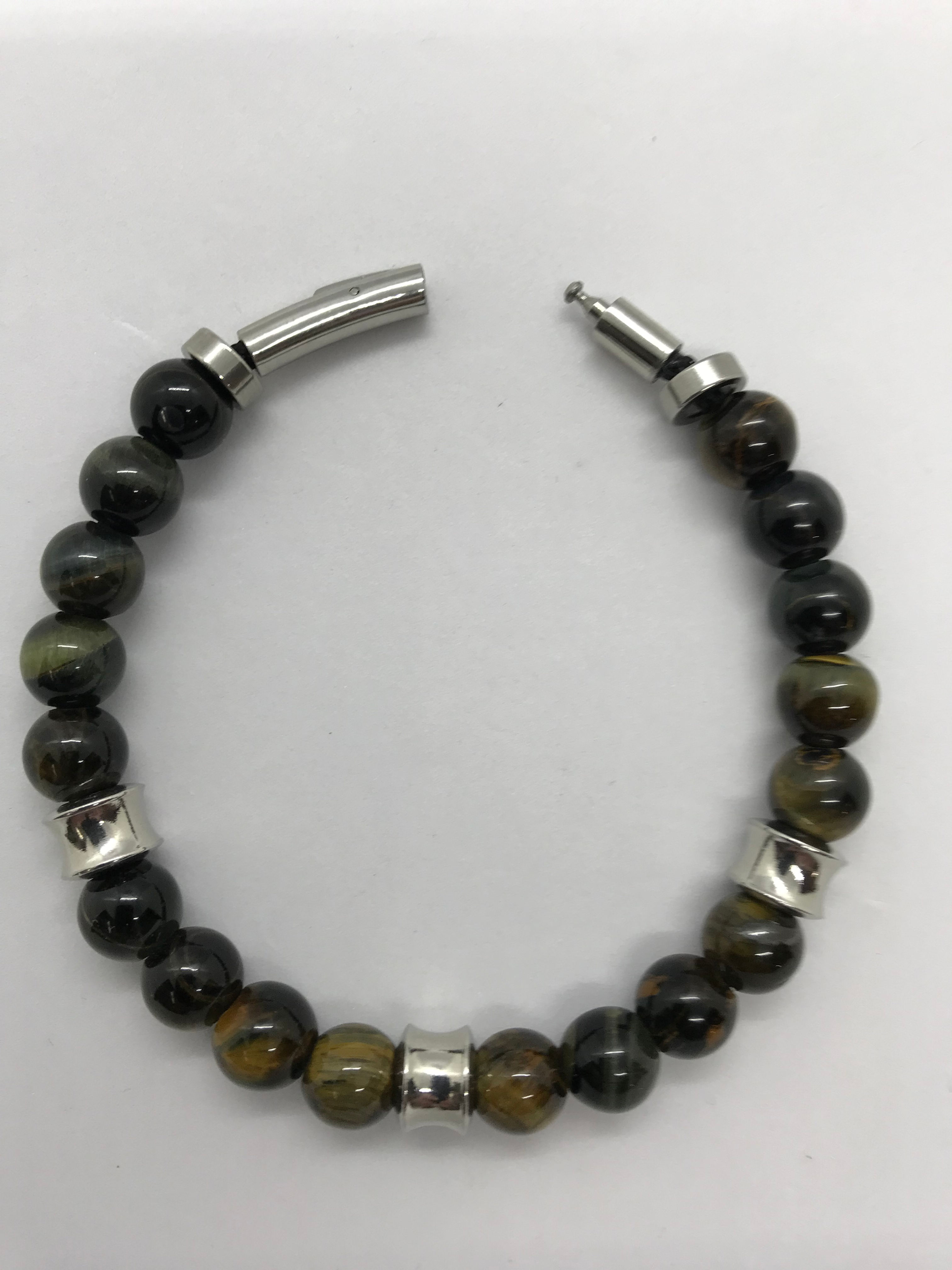 Mens Yellow Blue Tiger Eye Bracelet