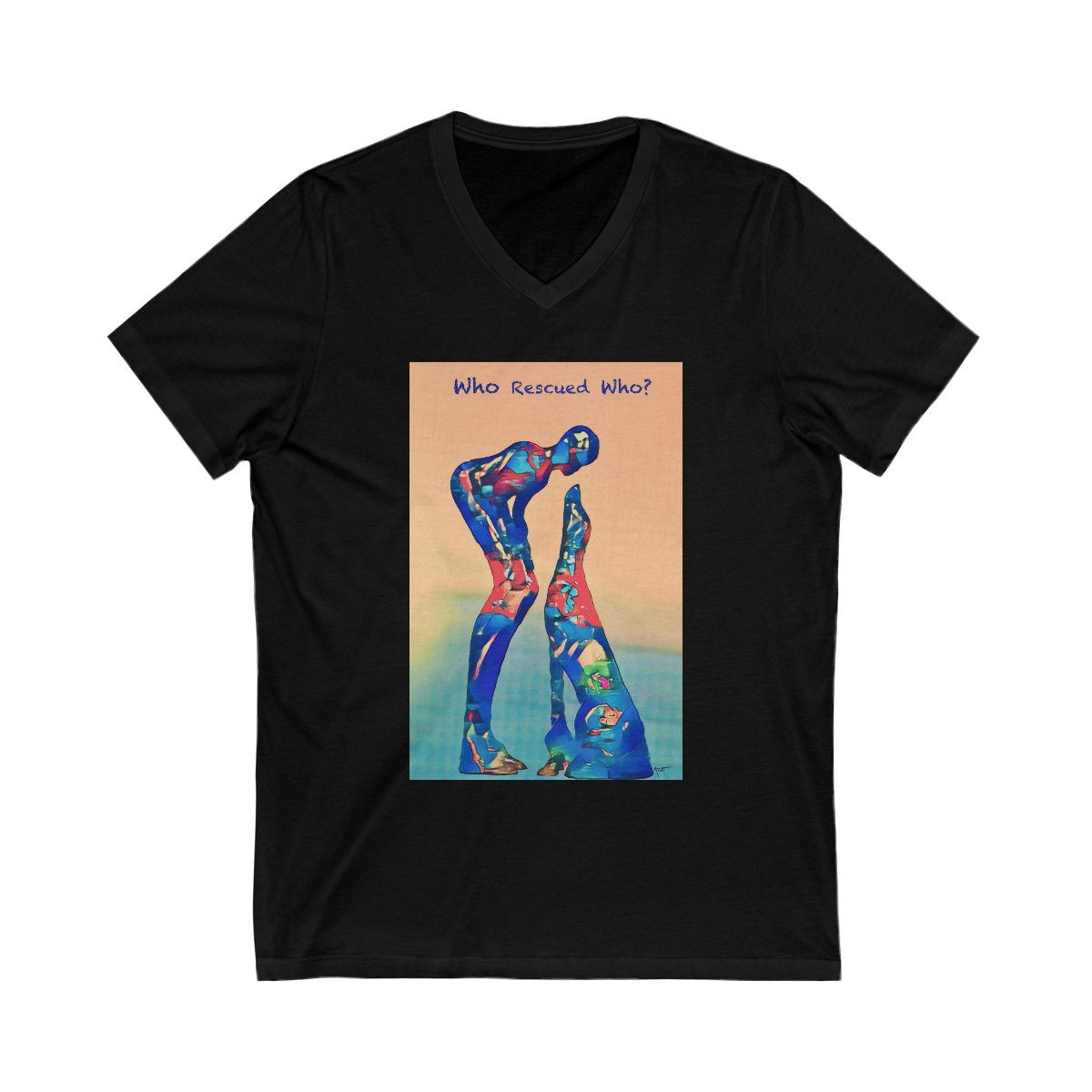 "Who Rescued Who' V-Neck Tee