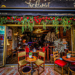 The Hamlet venue interior decorated for Christmas with festive garlands and warm lighting