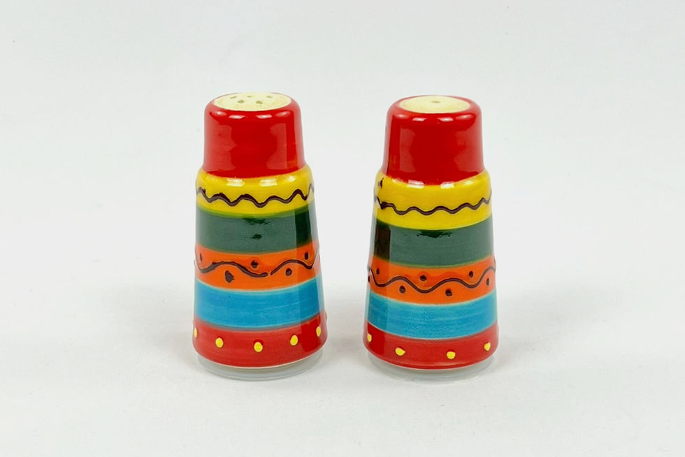 Miniature : Rood gestreept Spaans peper- en zoutvaatje