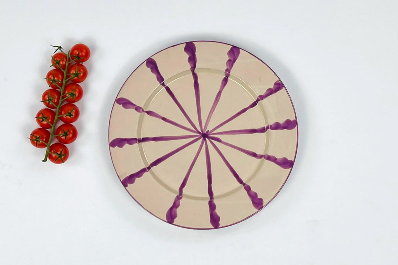 Gestreept dinerbord 26cm paars