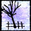 Thumbnail: Simple stylised black tree in winter against a post and rail fence on a white and purple background.