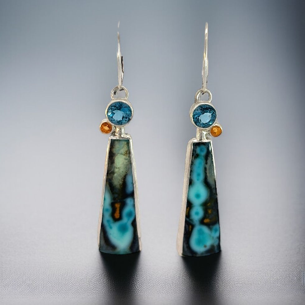 Thumbnail: Gem Silica Topaz Sapphire Earrings