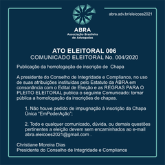 ATO ELEITORAL 006 | COMUNICADO ELEITORAL No. 004/2020
