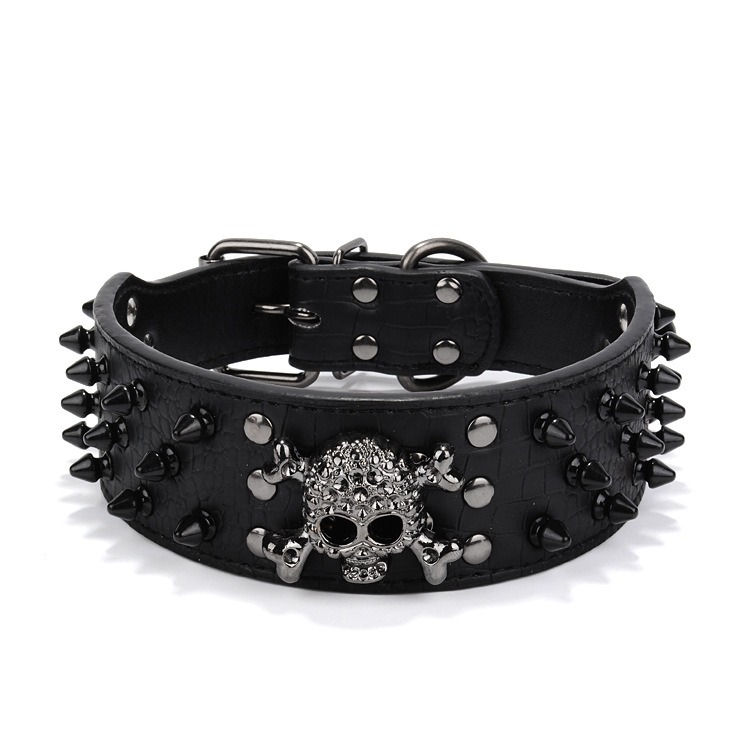 Thumbnail: Skull Spiked Anti-bited PU Leather Dog Collar DCWN22004