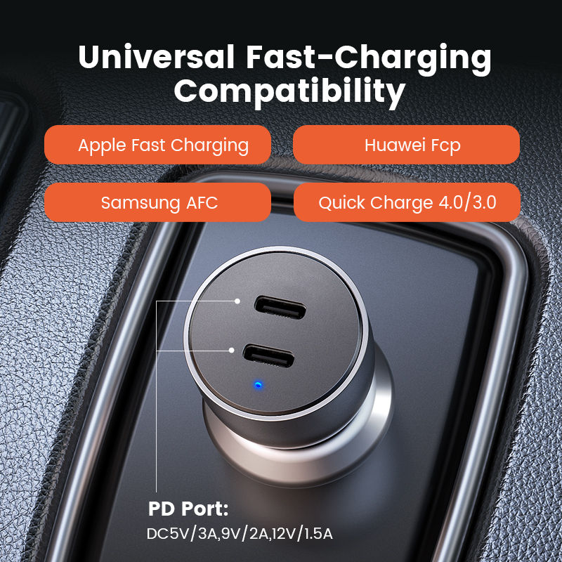 Thumbnail: UGREEN 40W PD Car Charger Quick Charge QC4.0 3.0 for Xiaomi USB Type C PD Fast C