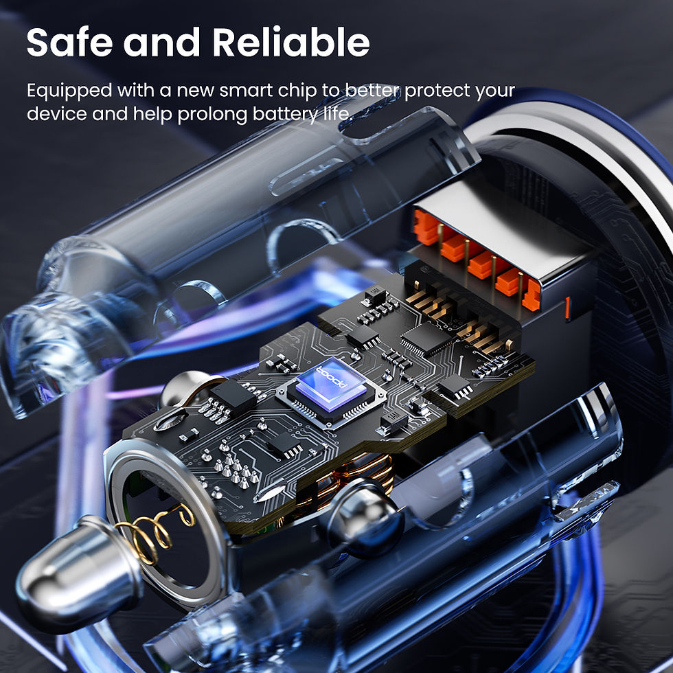 Thumbnail: Toocki 60W Car Charger USB Type C Spring Cable FCP SCP PD Fast Charger Charging 