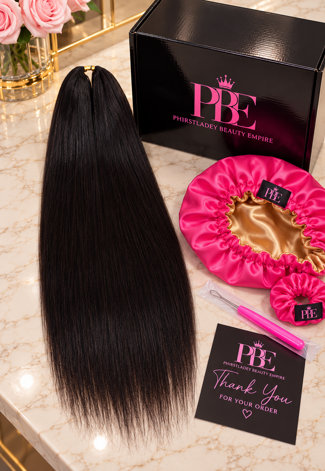 Straight human hair crochet kit and luxury PBE accessories