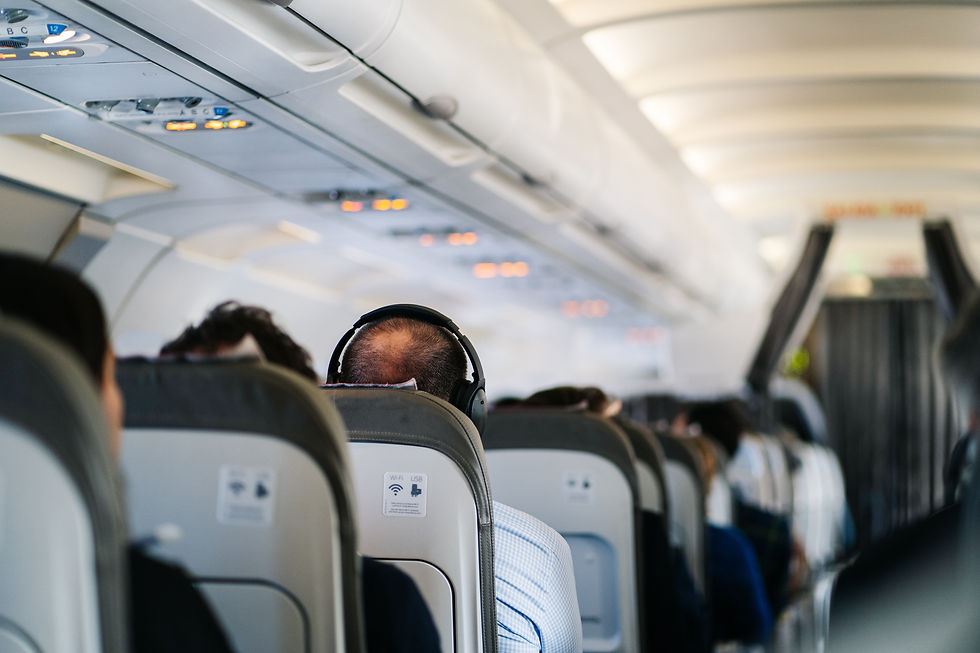 People traveling on an airplane