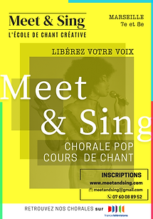 Affiche Jaune Meet & Sing, École de Chant à Marseille