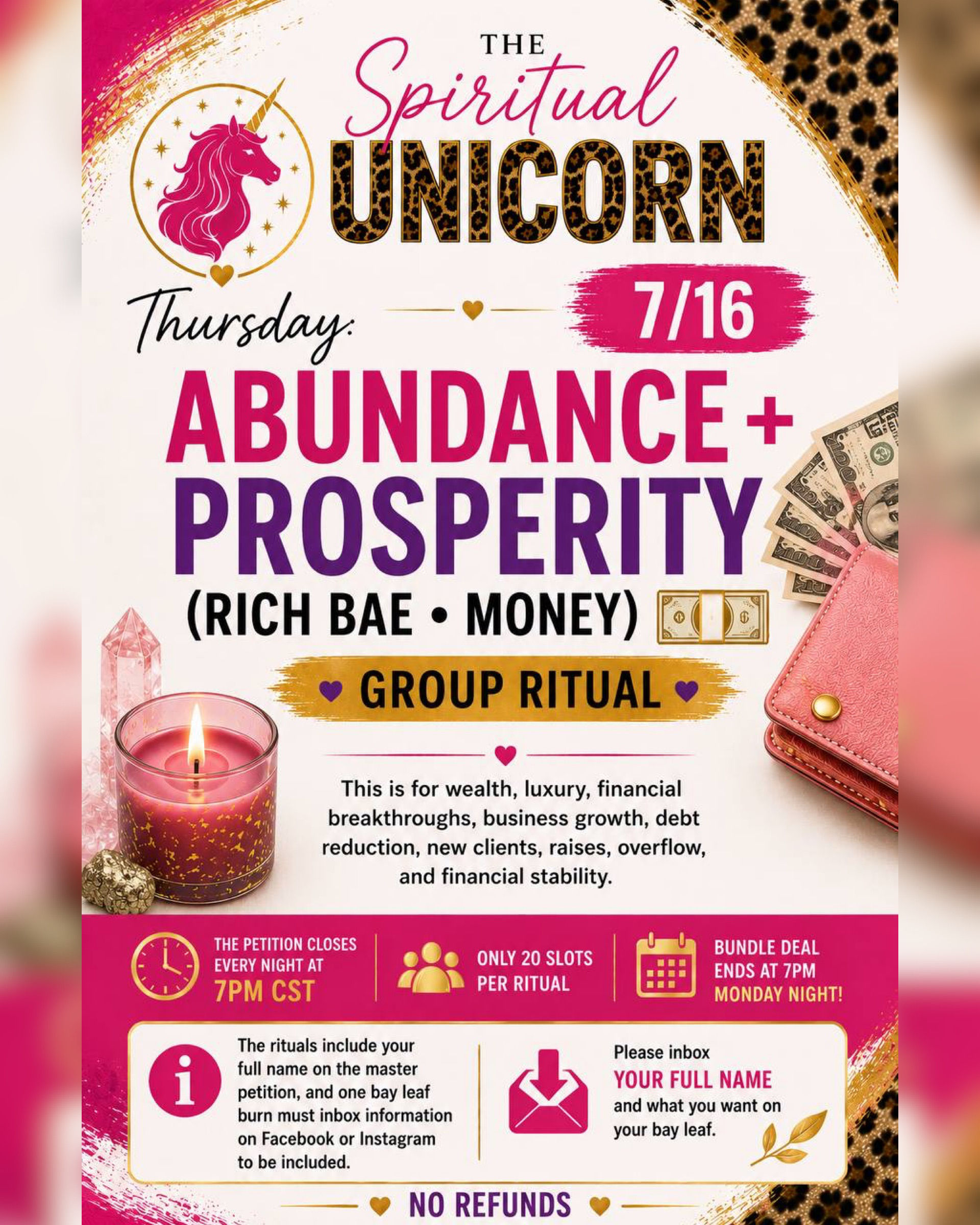Abundance + Prosperity • (Money) (Group Ritual) • (Thursday: 7/16/26)