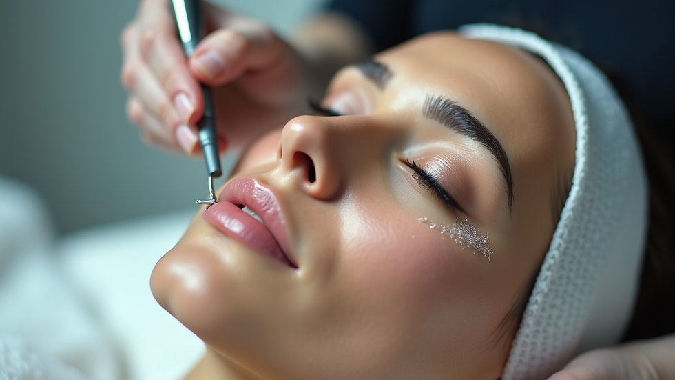 Close-up van een huidbehandeling met microneedling