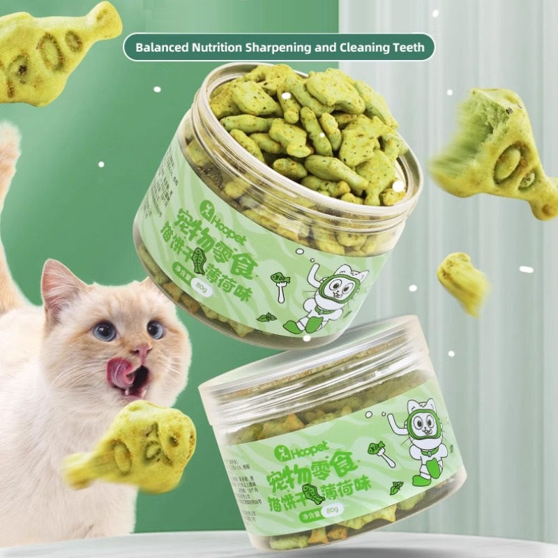Thumbnail: Biscuits / croquette à la menthe, morue ou poisson pour chat