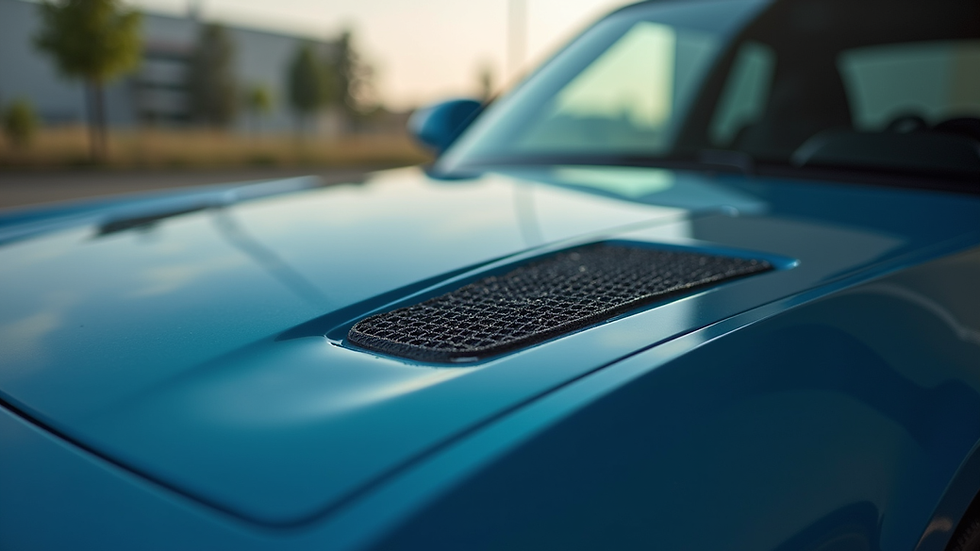 Close-up view of a shiny car hood after detailing