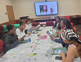 Young girls reading books