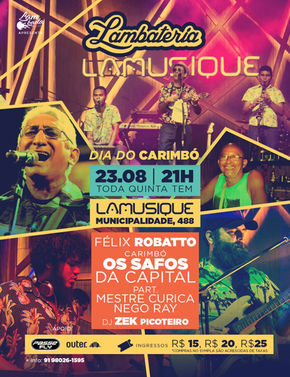 Dia do Carimbó será comemorado com uma grande roda de pau e corda na Lambateria #114