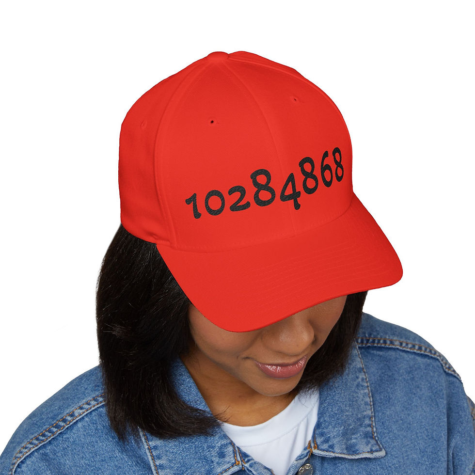 Thumbnail: Embroidered Number Cap "10284868" — Minimalist White Structured Hat