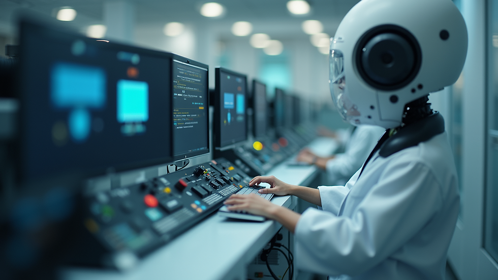 Close-up view of an automated robotic process system