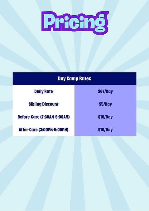 2025-2026 Day Camp Pricing
