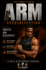 OneTroop Fitness 8-Week Arm Specialization Program ebook cover for building bigger and stronger arms
