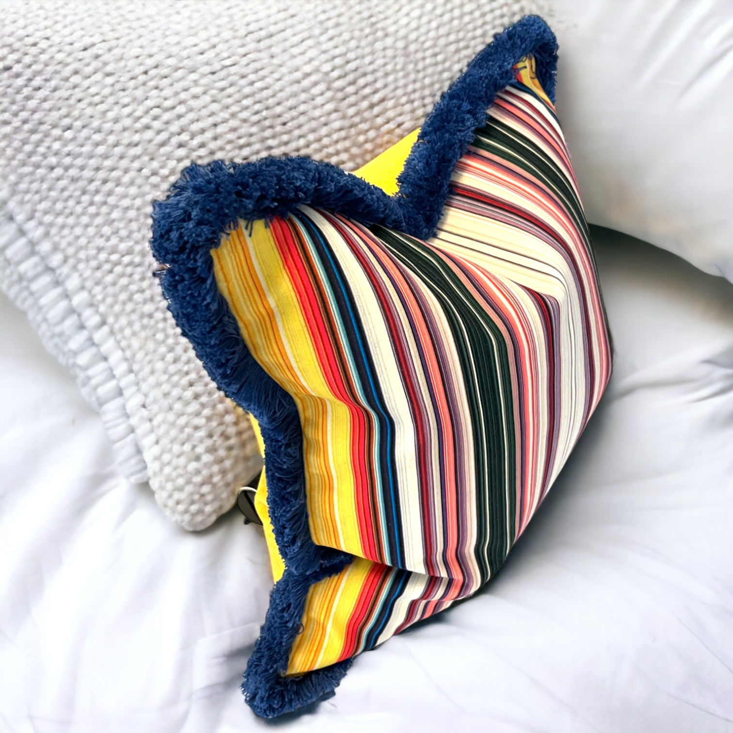 Feast of Stripes- Embroidery Luxe - Square- Velvet Cushion