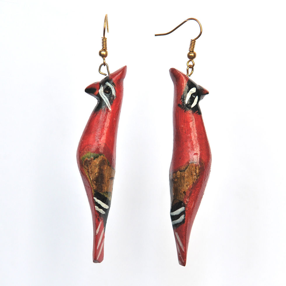 縮圖：彩繪雀仔耳環(一隻) Wooden Bird Earring (Single)