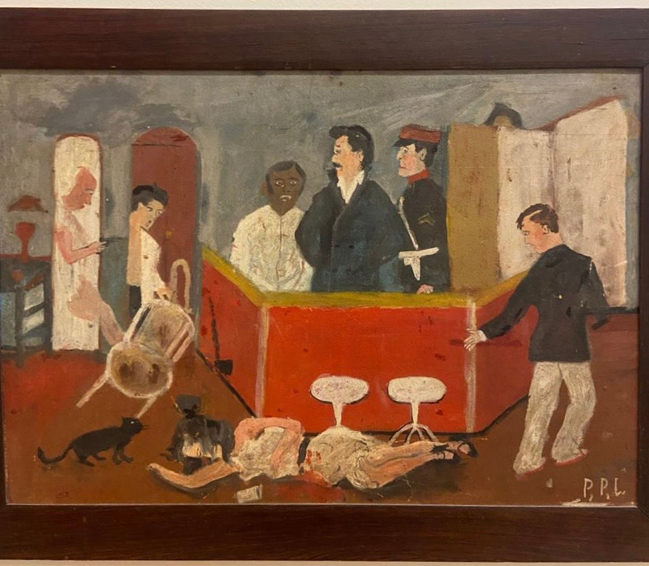 Crime de Botequim (1966). Óleo sobre eucatex. Coleção Adriana Varejão e Pedro Buarque de Holanda, Rio de Janeiro. Foto: Esaú Brilhante.